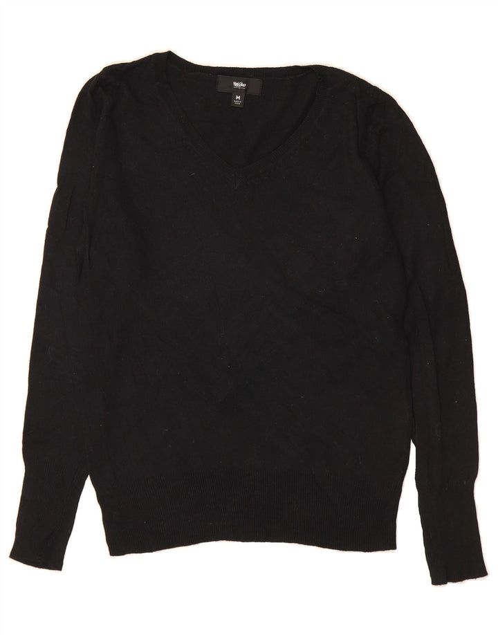 MOSSIMO Womens V-Neck Jumper Sweater UK 12 Medium Black Nylon Vintage Mossimo and Second-Hand Mossimo from Messina Hembry 