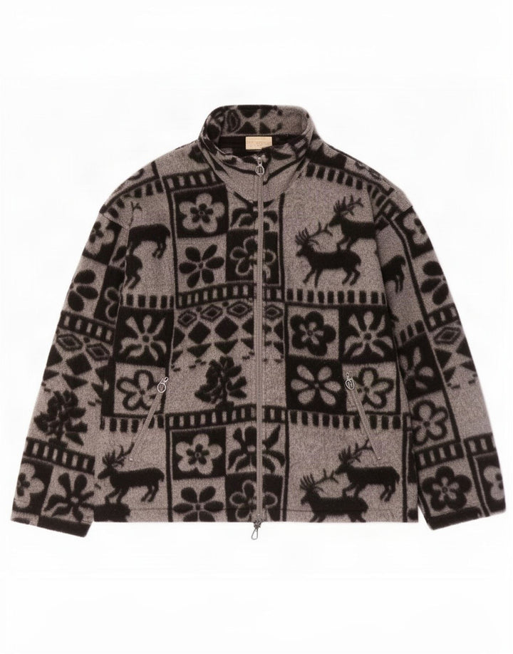 Vintage fleecejakke til mænd UK 38 Medium Grey Fair Isle