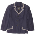 TRUSSARDI JEANS Womens 3 Button Blazer Jacket IT 42 Medium Navy Blue