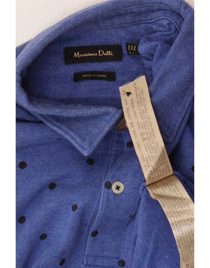 Massimo Dutti herre poloshirt Medium blå plettet bomuld