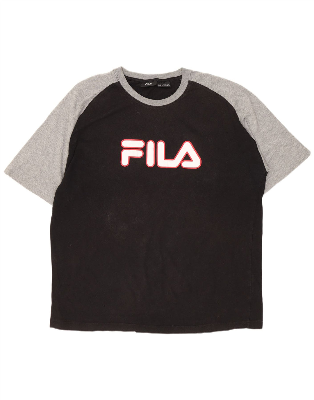 FILA Herre Grafisk T-Shirt Top XL Sort Colourblock
