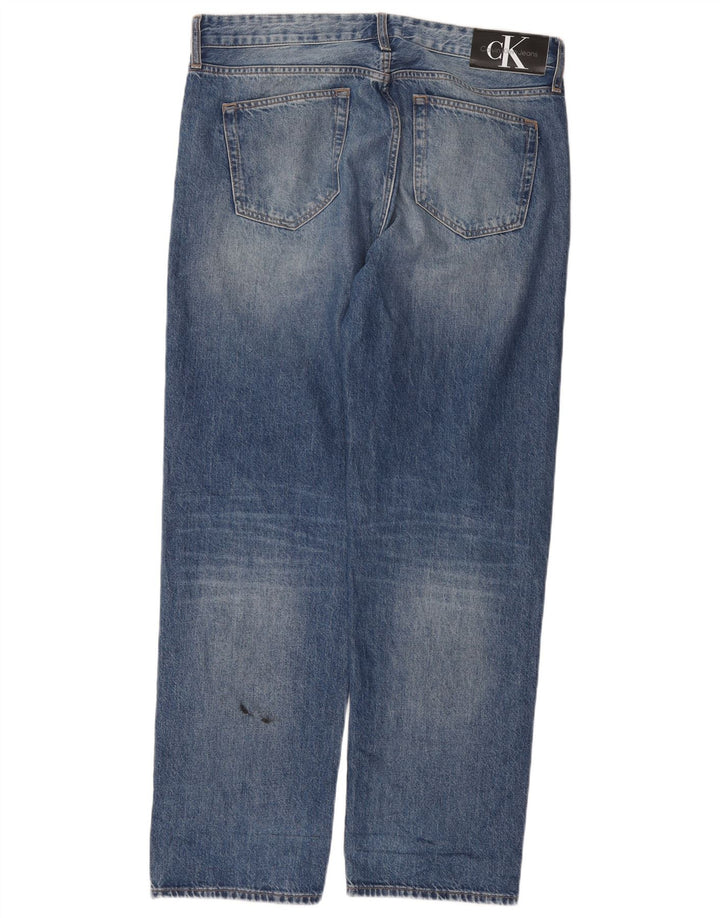 Calvin Klein Straight Jeans til mænd W33 L31 Blå Bomuld