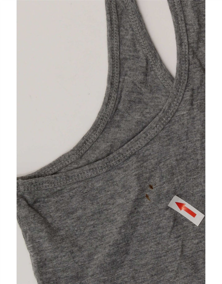 Puma Dame Grafisk Vest Top UK 12 Medium Grå Bomuld