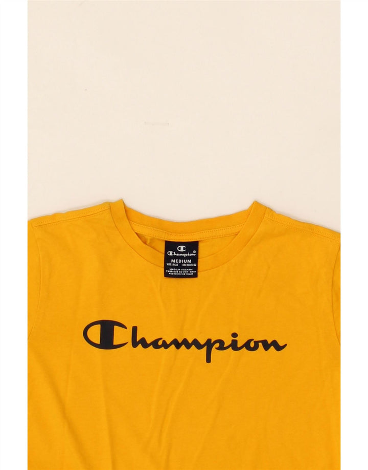 CHAMPION Boys Graphic T-Shirt Top 9-10 Years Medium Yellow Cotton Vintage Champion and Second-Hand Champion from Messina Hembry 