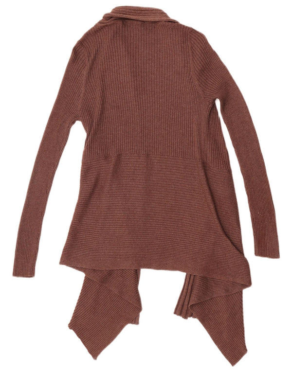 Marks & Spencer Dame Asymmetrisk Åben Cardigan Sweater UK 14 Medium Brun