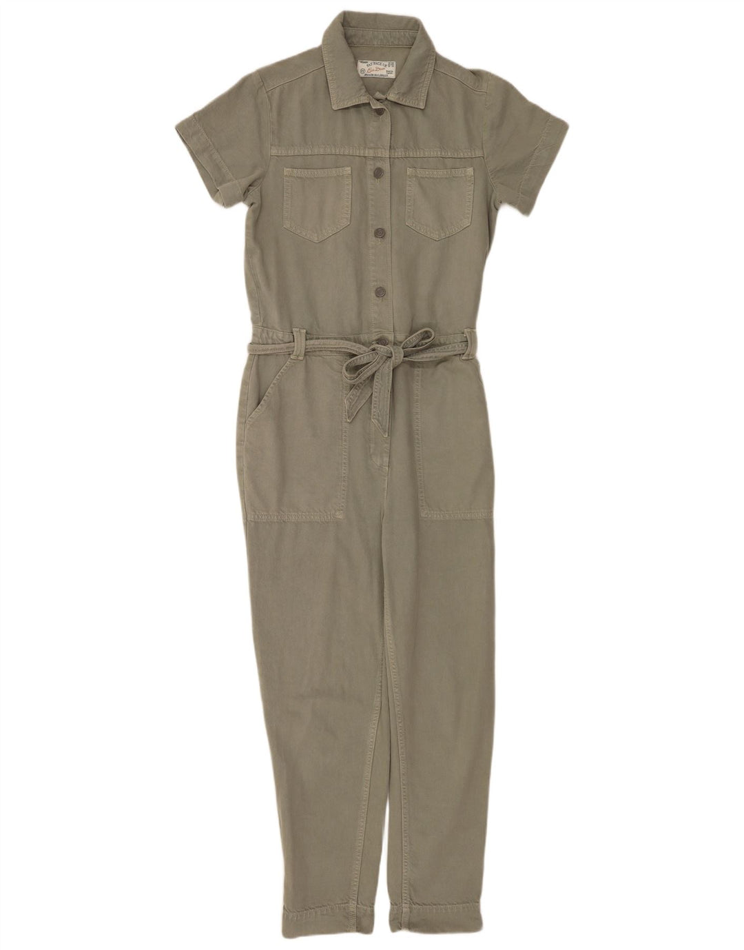 Fat Face Dame Denim Jumpsuit UK 10 Small Khaki Cotton