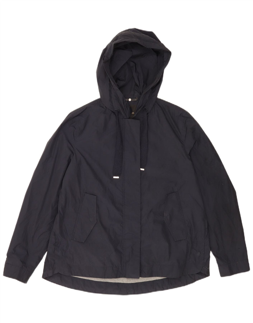 Massimo Dutti Dame Hætte Oversized Bomber Jacket UK 14 Medium Navy Blue