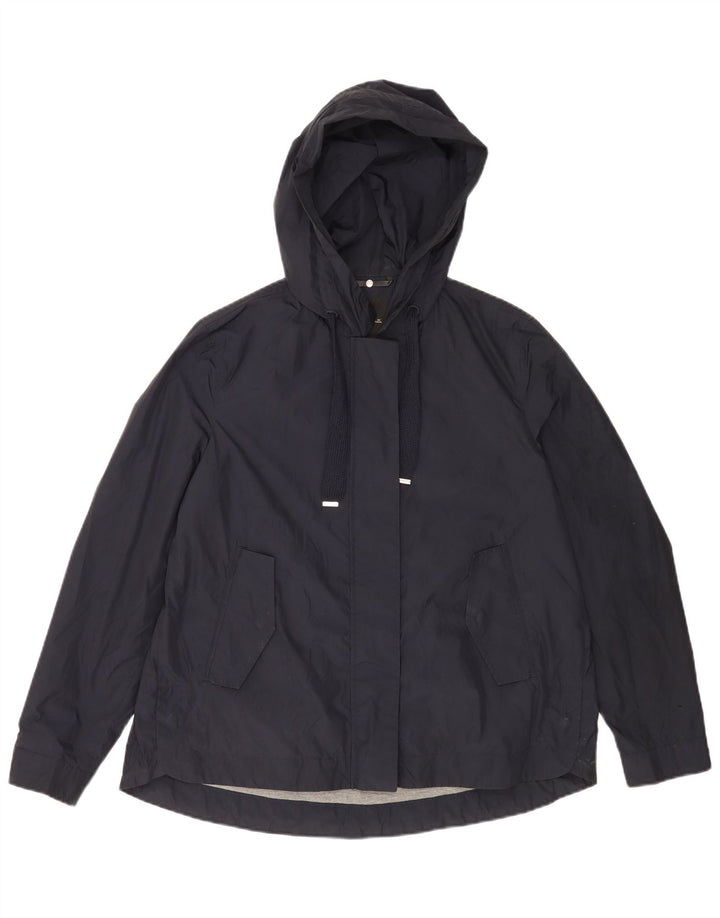 Massimo Dutti Dame Hætte Oversized Bomber Jacket UK 14 Medium Navy Blue