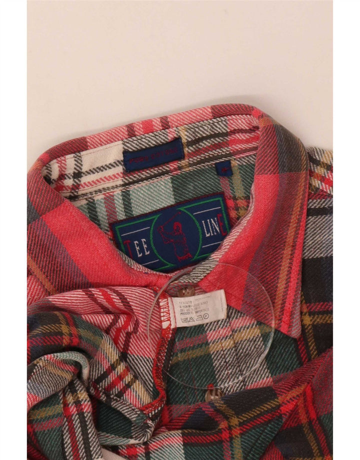 Vintage Flannelskjorte til mænd Medium rød ternet bomuld