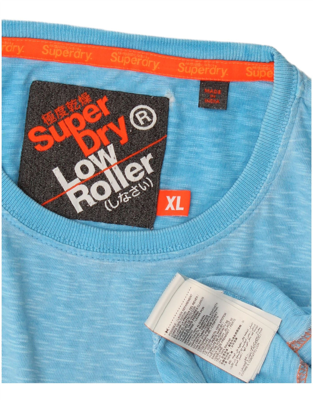 Superdry T-shirt top til mænd XL blå flækket bomuld