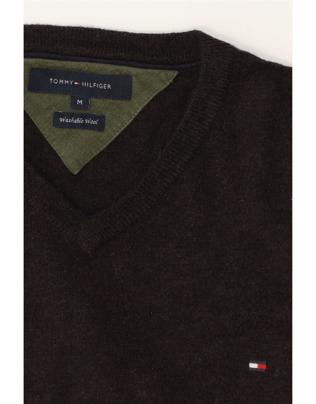 Tommy Hilfiger Herre V-hals sweater Medium Brun Uld