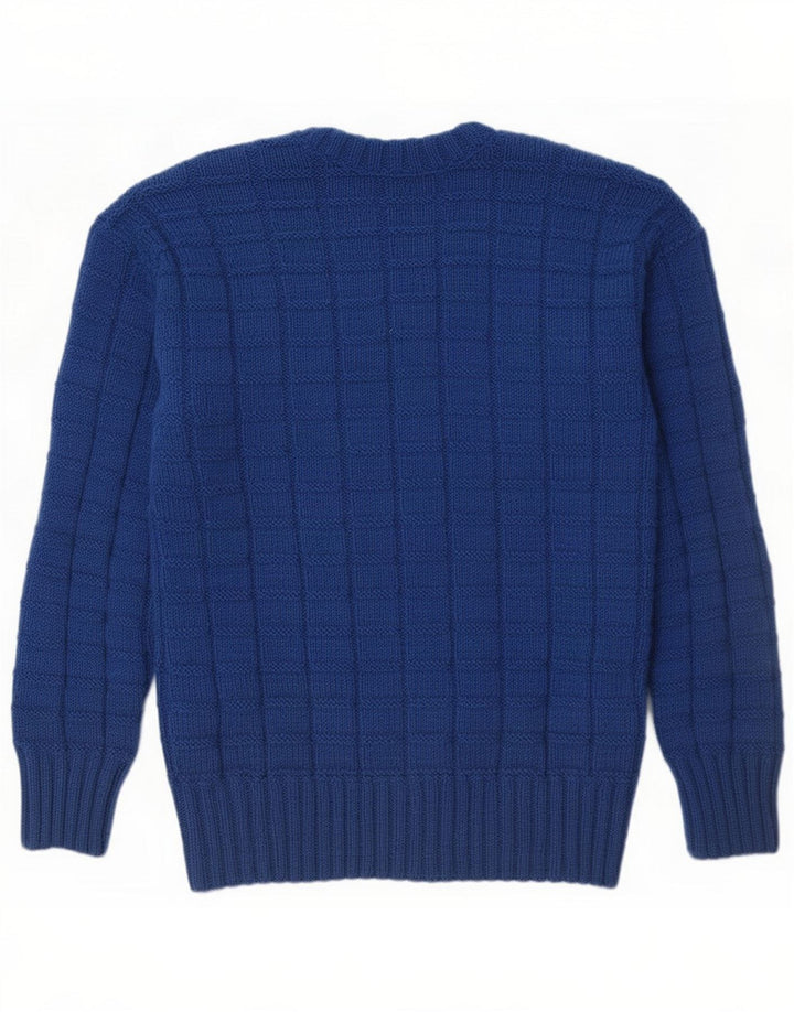 Vintage Herre V-hals sweater Small Blue
