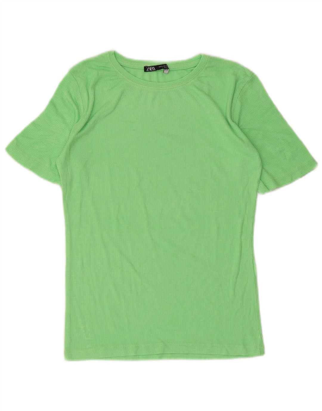 Zara Dame T-Shirt Top UK 8 Lille Grøn