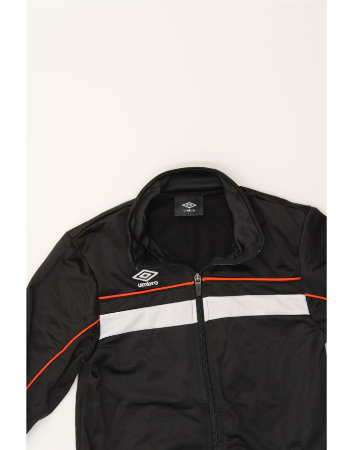 UMBRO Boys Graphic Tracksuit Top Jacket 8-9 Years Black Colourblock Vintage Umbro and Second-Hand Umbro from Messina Hembry 