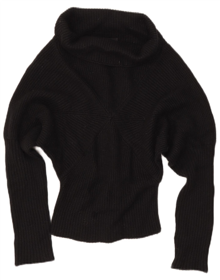 Stefanel Dame Rullehals Sweater UK 6 XS Sort Uld