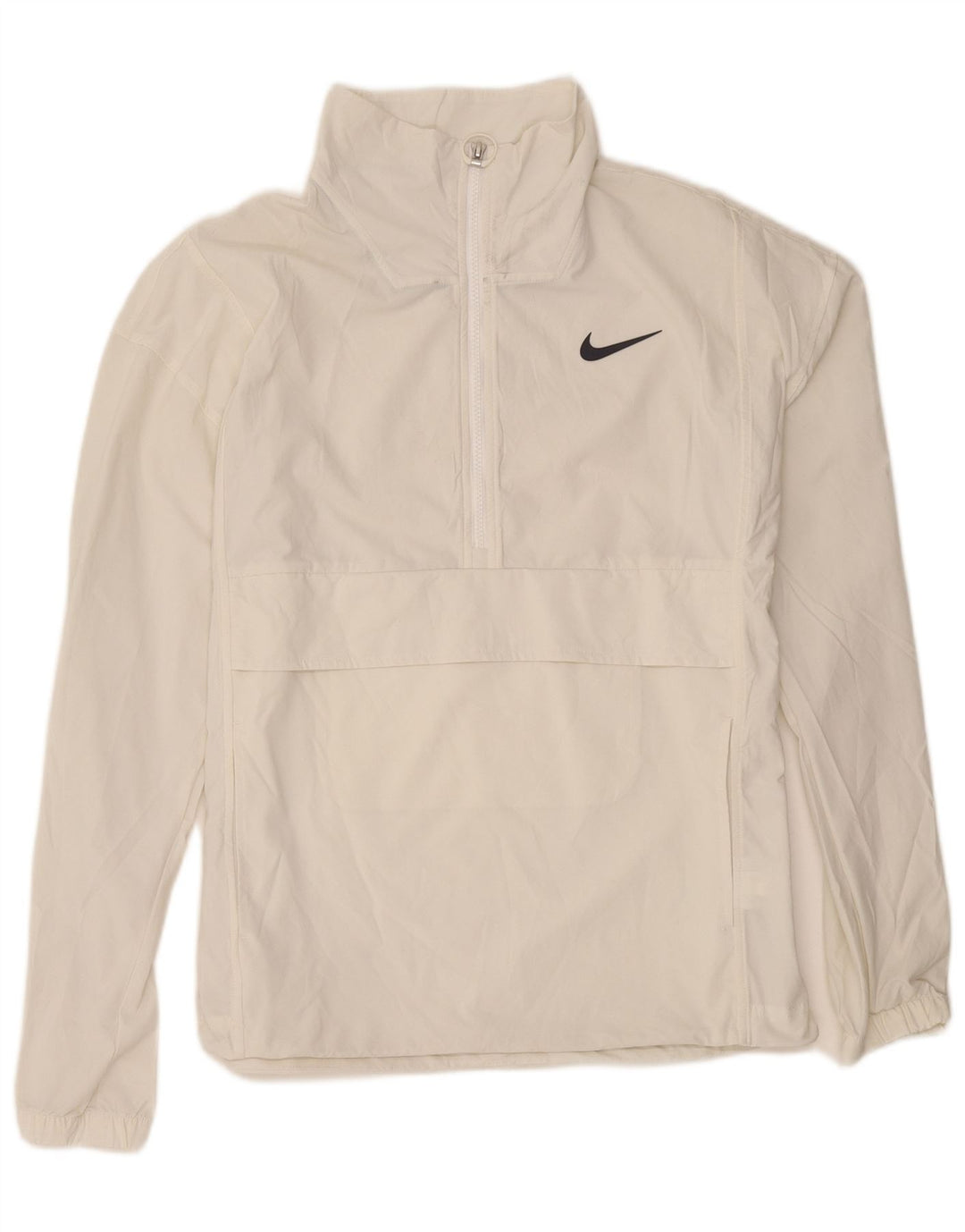 Nike Pullover med lynlås til mænd til mænd, træningsdragt Top Medium White Nylon