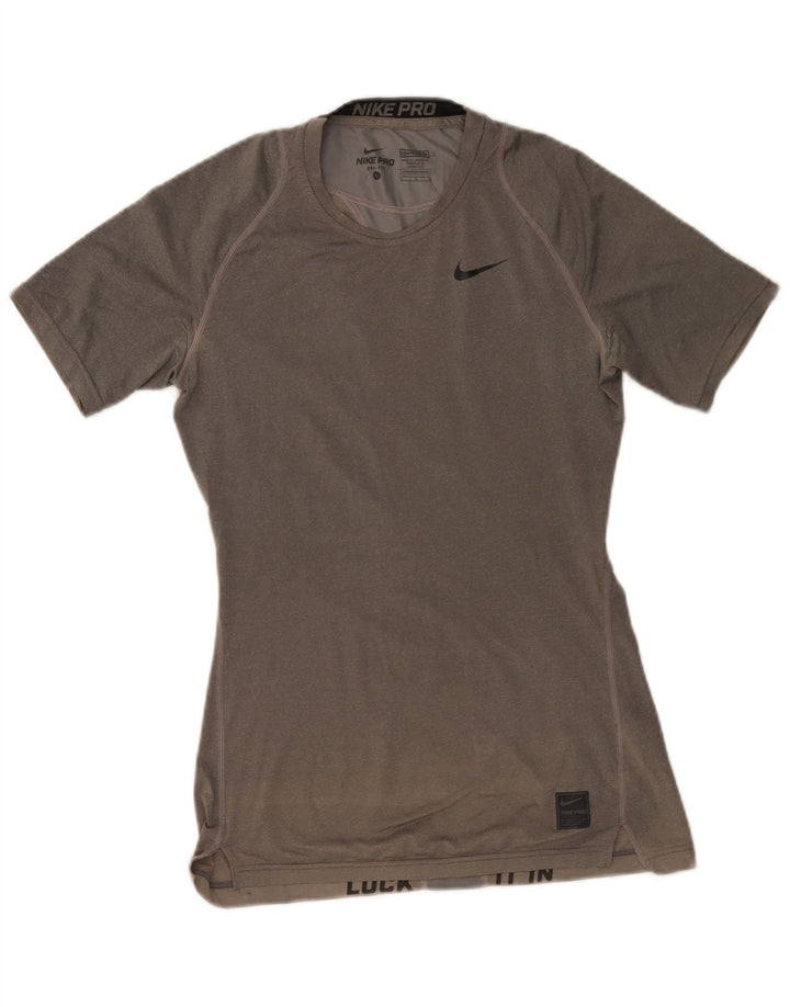 Nike Dame Dri Fit T-Shirt Top UK 14 Stor Grå Polyester