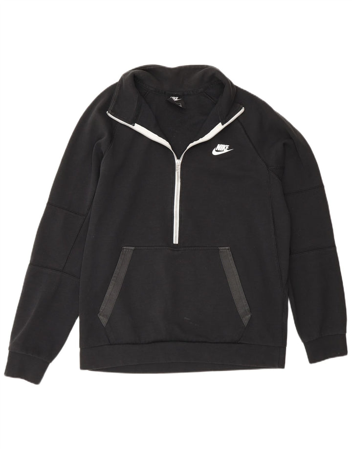 Nike Sweatshirt med lynlås til mænd mellem sort bomuld