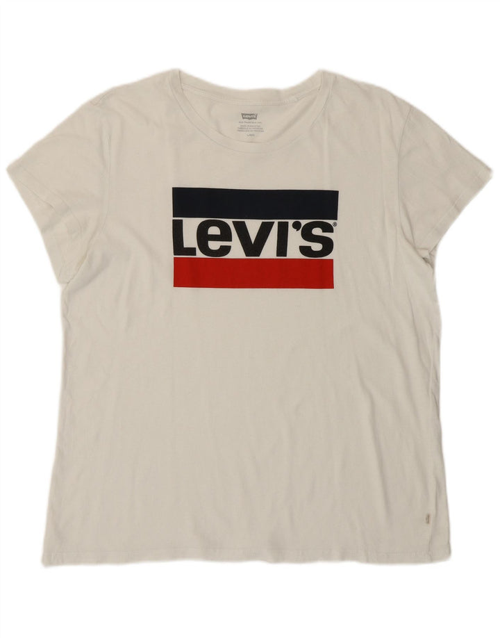 LEVI'S Grafisk T-Shirt Top til kvinder DK 16 Stor Hvid