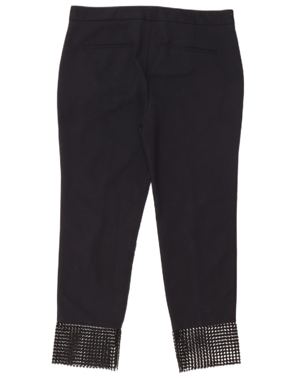 Zara Dame Slim Chino Bukser Large W33 L27 Sort Geometrisk Bomuld