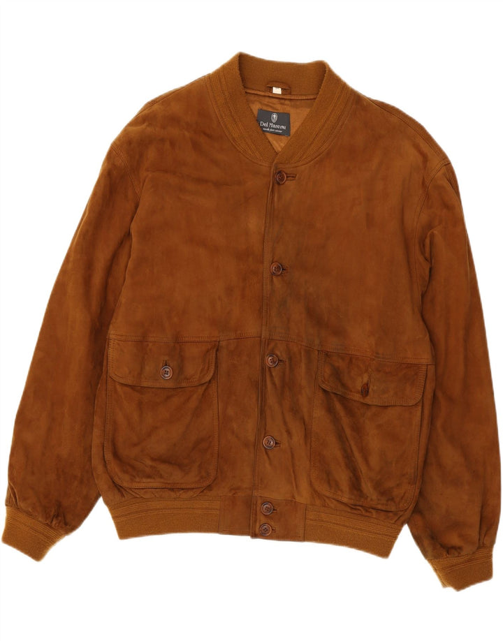 Vintage herre ruskind bomberjakke IT 54 2XL brunt læder