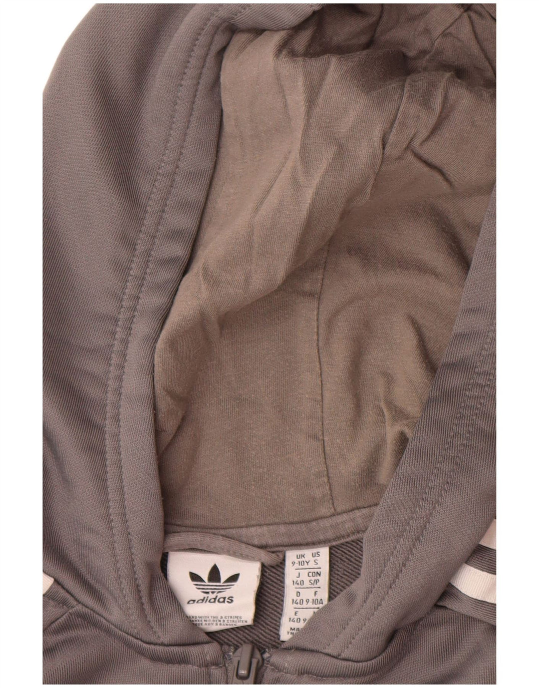 Adidas drenge grafisk hættetrøje med lynlås 9-10 år grå polyester
