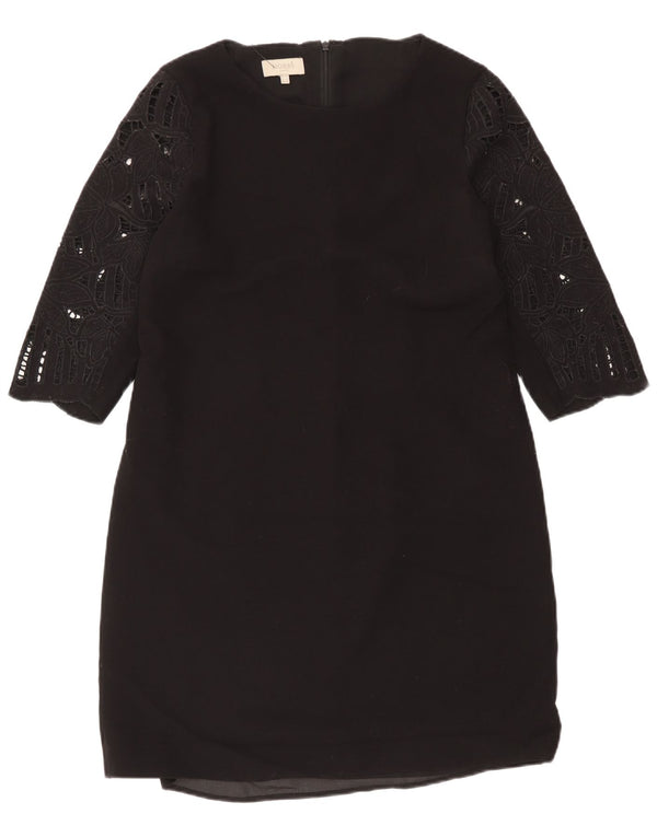 Hobbs Kvinders 3/4-ærmede Skedekjole UK 14 Large Black Floral Polyester