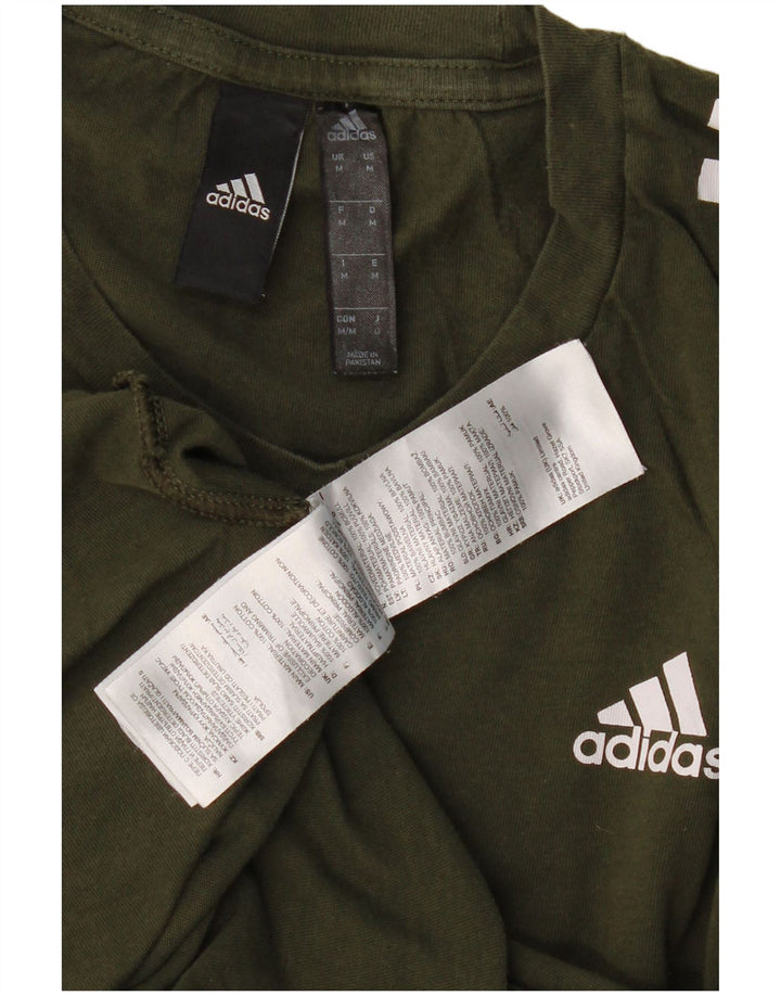 ADIDAS Herre T-Shirt Top Medium Khaki Bomuld