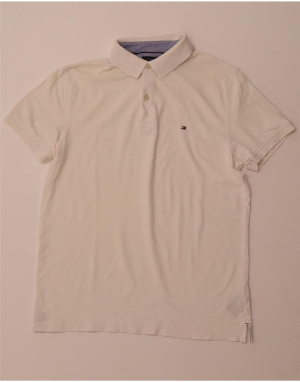 TOMMY HILFIGER Slim Fit poloshirt til mænd Stor hvid bomuld