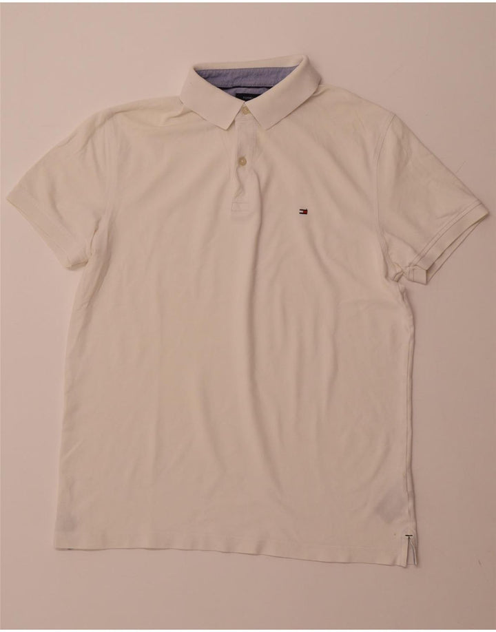TOMMY HILFIGER Slim Fit poloshirt til mænd Stor hvid bomuld