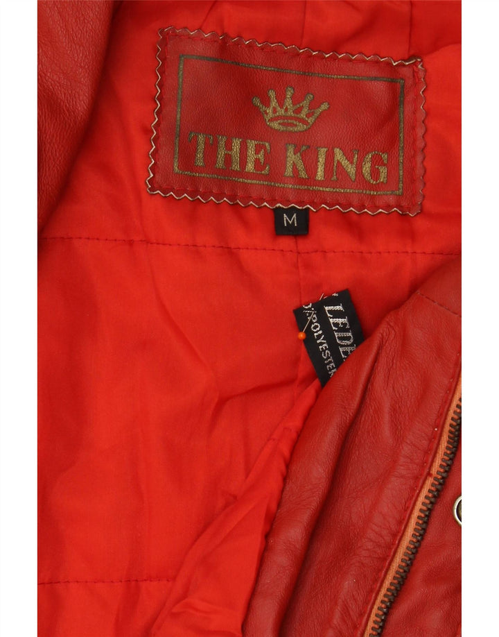 VINTAGE Herre Læder Gilet UK 38 Medium Rødt Læder