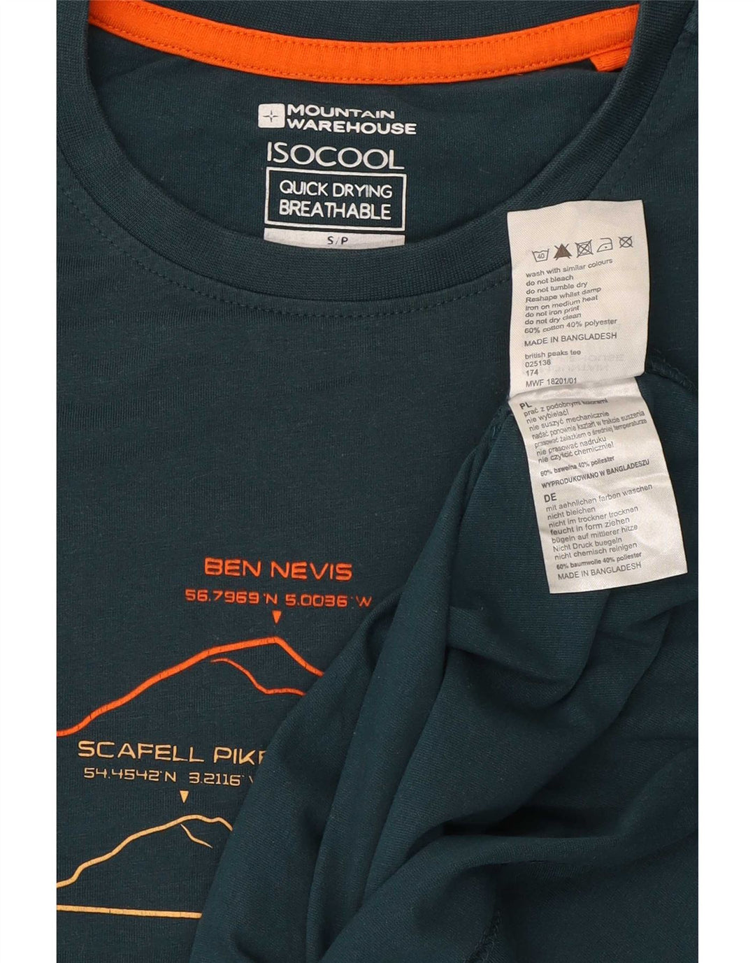 Mountain Warehouse Herre IsoCool Grafisk T-Shirt Top Lille Grøn Bomuld