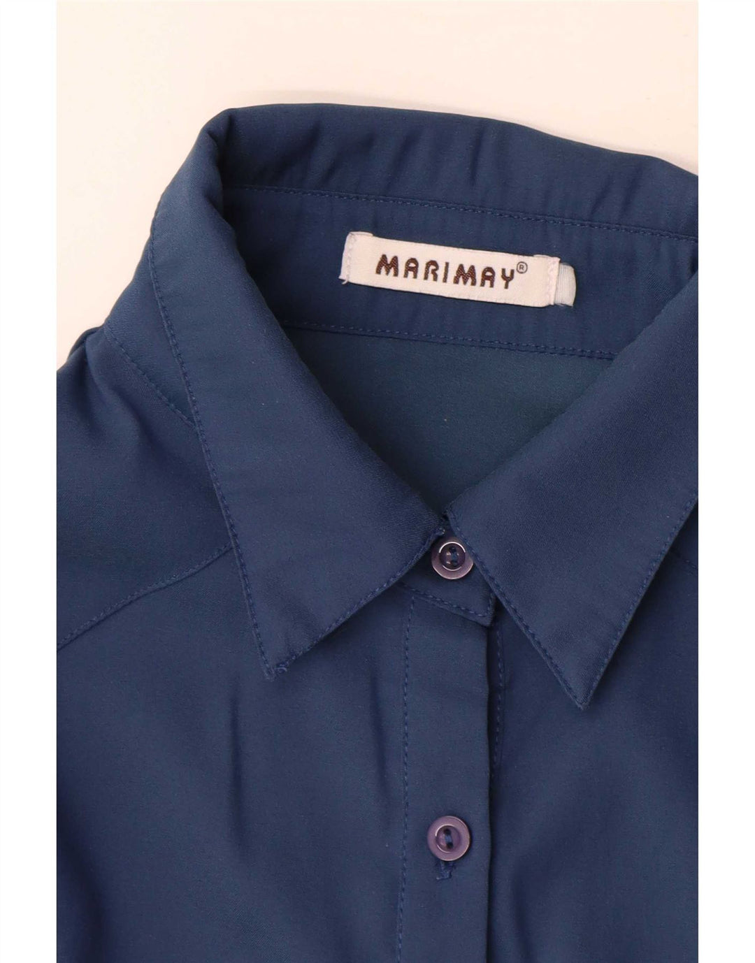 Vintage dameskjorte UK 12 Medium marineblå bomuld