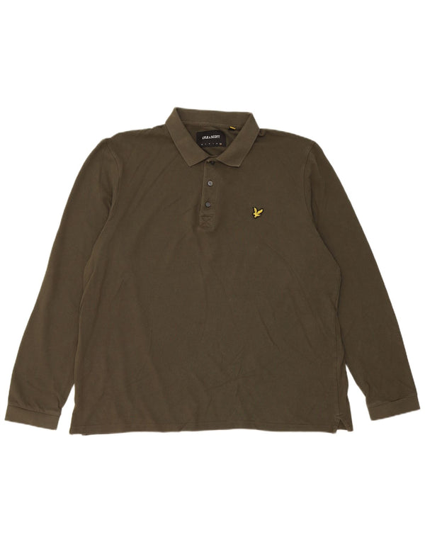 Lyle & Scott Langærmet herre poloskjorte 2XL Khaki Bomuld