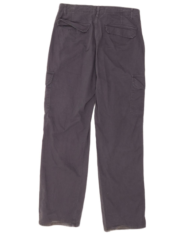 Zara Dame Straight Cargo Bukser EU 42 Large W32 L30 Marineblå Bomuld