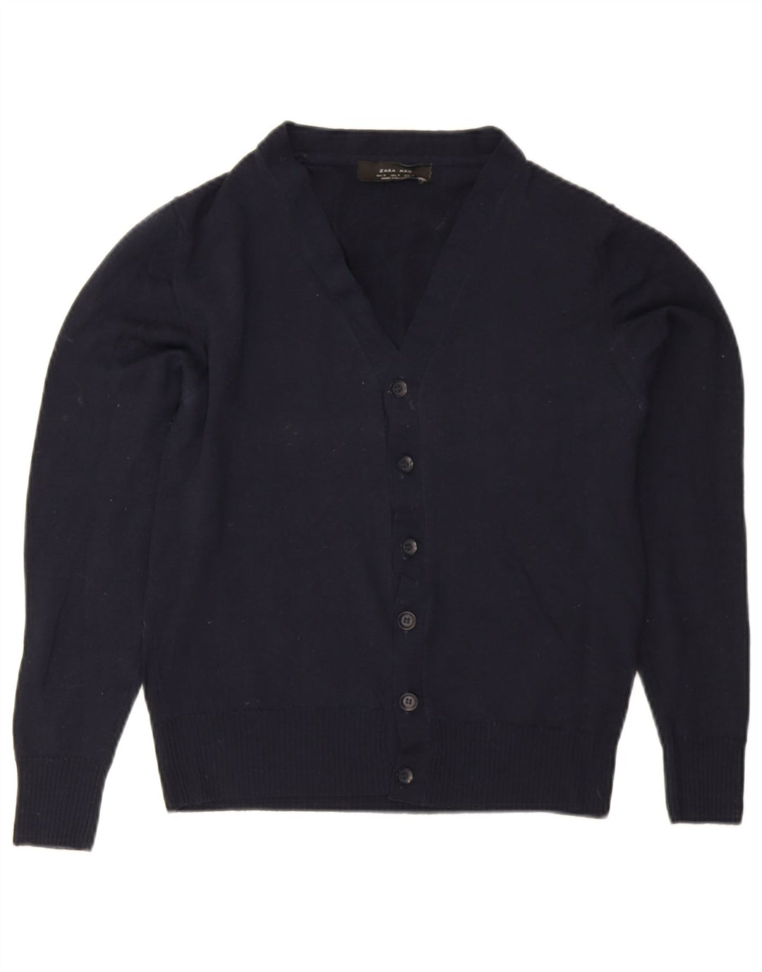 Zara Herre cardigan sweater Medium Marineblå Uld