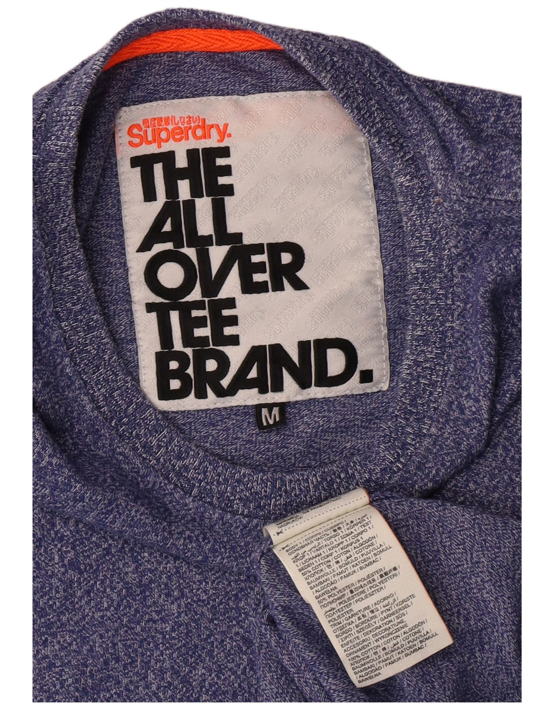SUPERDRY Herre T-shirt Top Medium Blue Flecked Bomuld Tropical