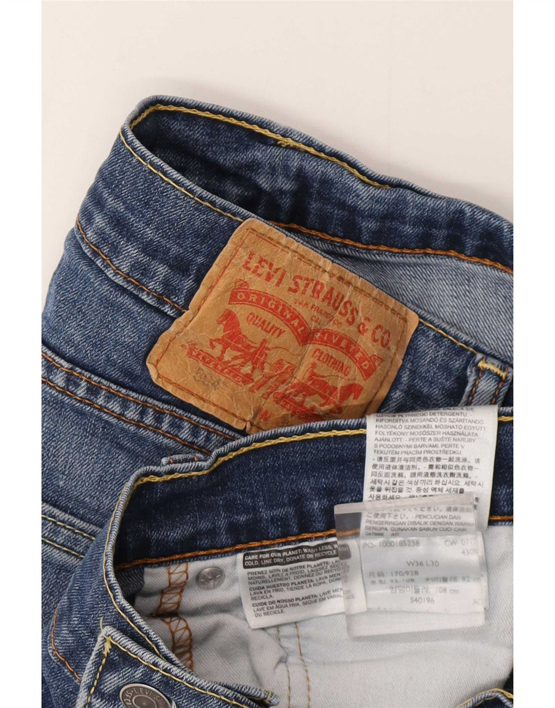 Levi's Herre 504 lige jeans W36 L30 blå bomuld