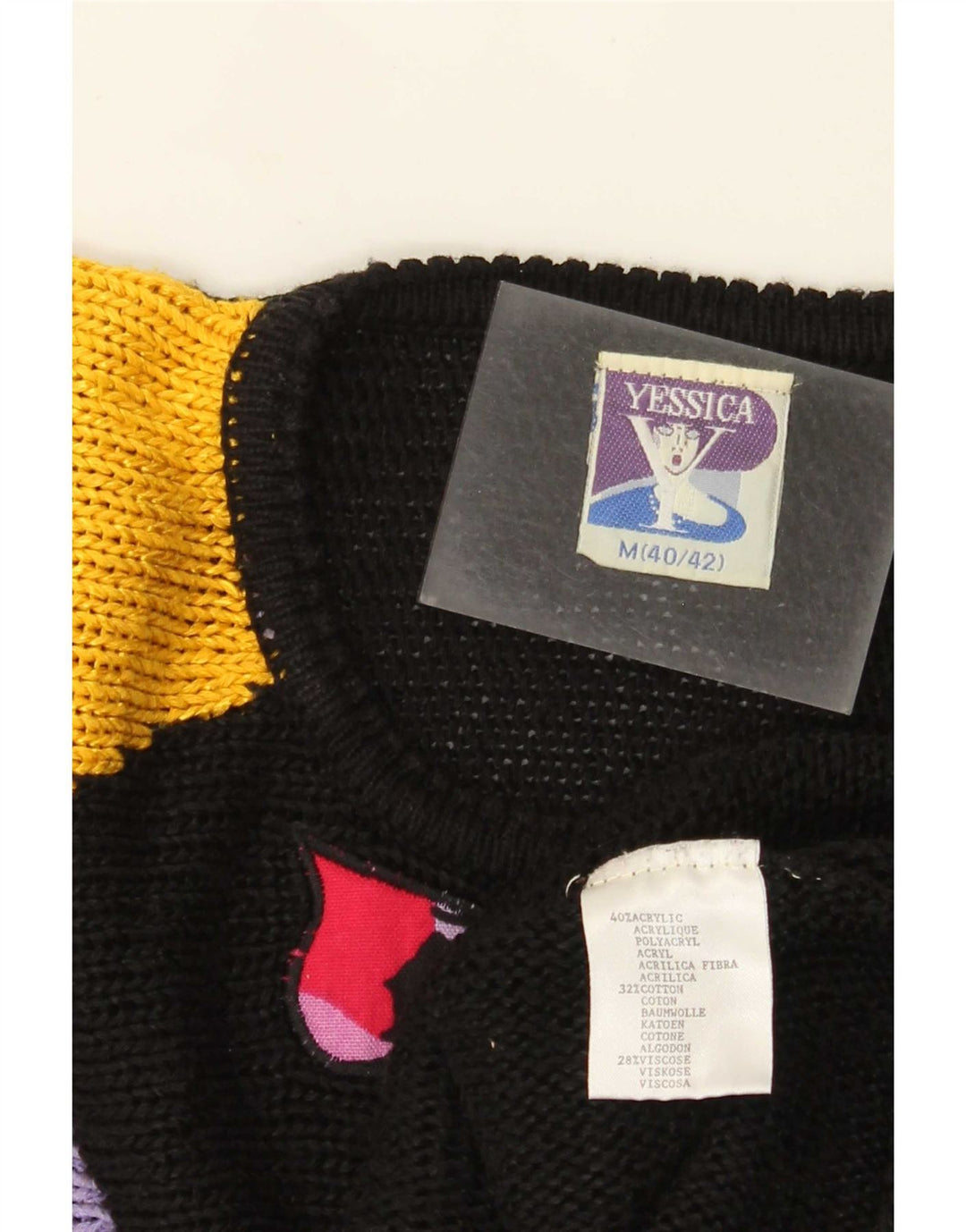 Yessica sweater med rund hals til kvinder EU 40/42 Medium Black Colourblock