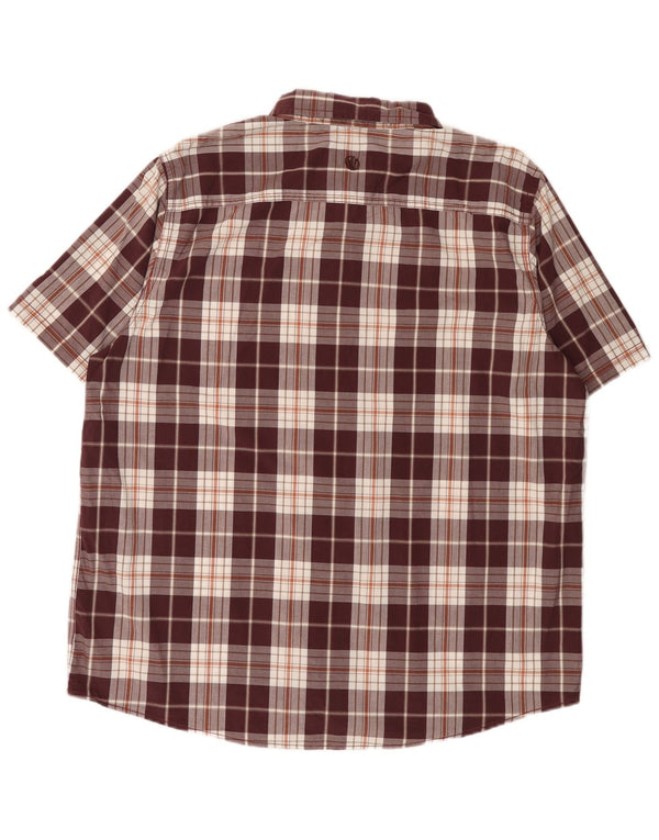 Fat Face kortærmet herreskjorte 2XL rødbrun ternet bomuld