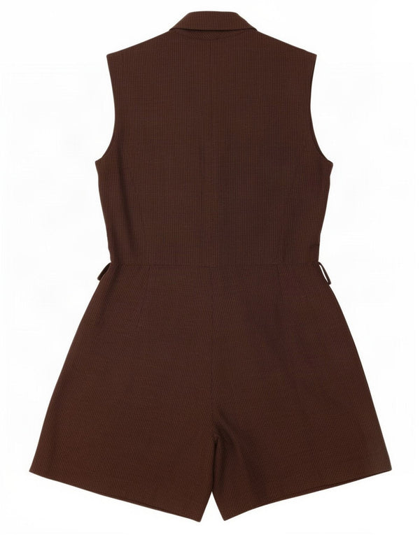 L'Equipe Dame Ærmeløs Playsuit UK 14 Medium Brun Stribet