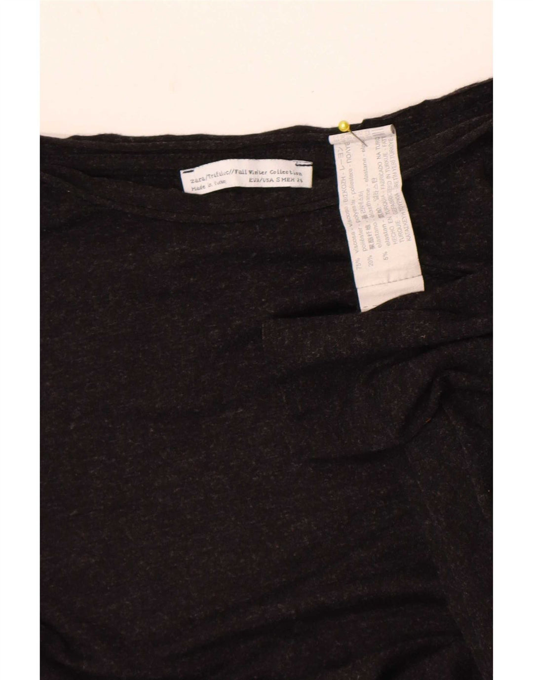 Zara Dame Langærmet Asymmetrisk Tunika Top UK 10 Small Grey Viscose