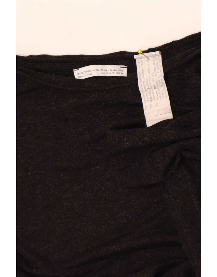 Zara Dame Langærmet Asymmetrisk Tunika Top UK 10 Small Grey Viscose