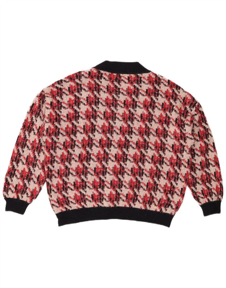 GANT Dame oversized V-hals sweater UK 16 Large Red Houndstooth