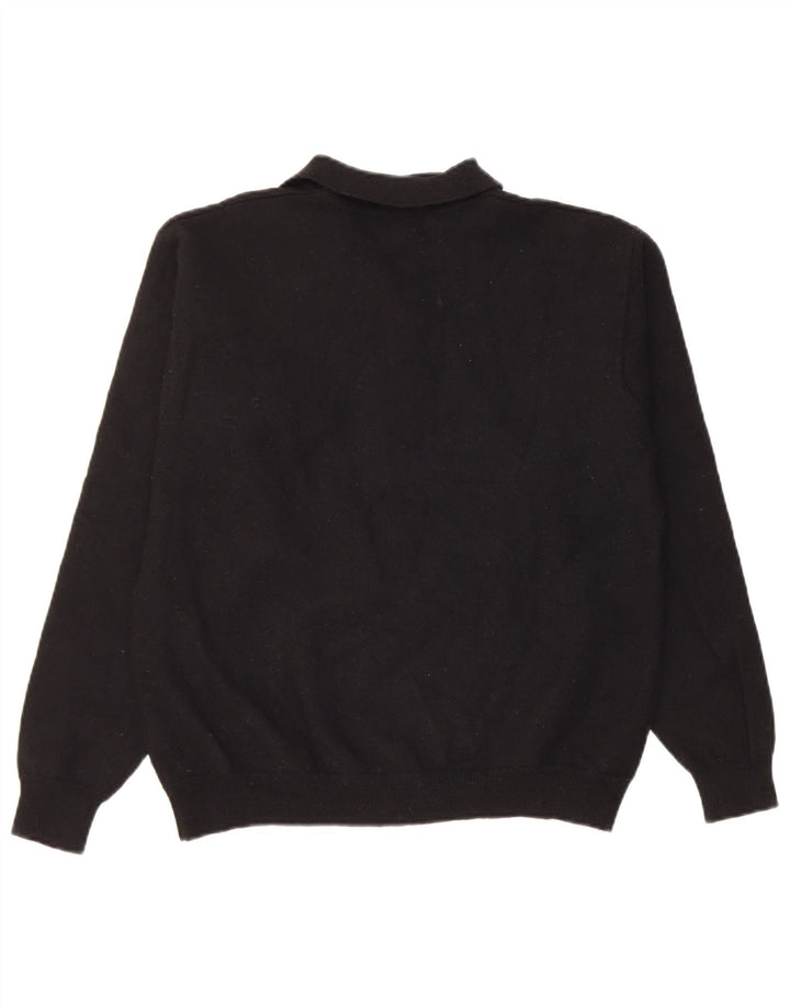Eddie Bauer Herre Polo Neck Jumper Sweater Medium Sort Uld
