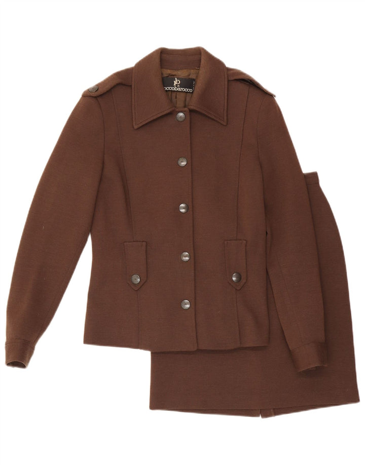 Roccobarocco Dame 5-knaps 2-delt nederdel sæt UK 10 Small W23 Brown Army