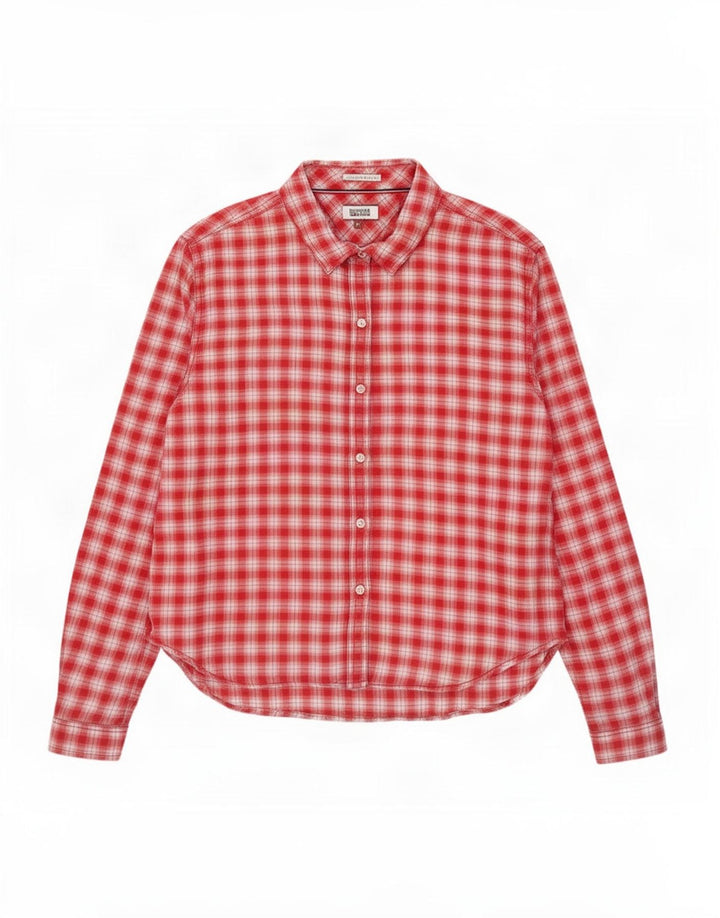 Tommy Hilfiger Dameskjorte UK 14 Medium Rød Ternet Bomuld