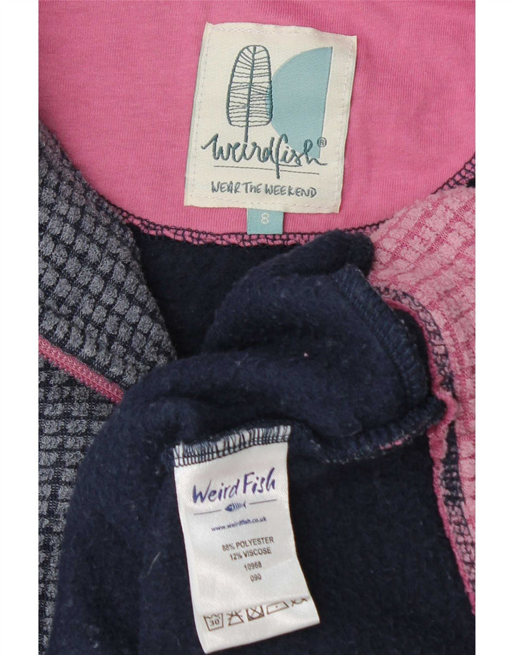 Weird Fish Dame Zip Neck Fleece Jumper UK 8 Small Blue Polyester