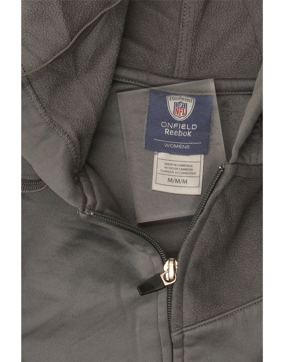Reebok hættetrøje med lynlås til kvinder UK 14 mellemgrå polyester