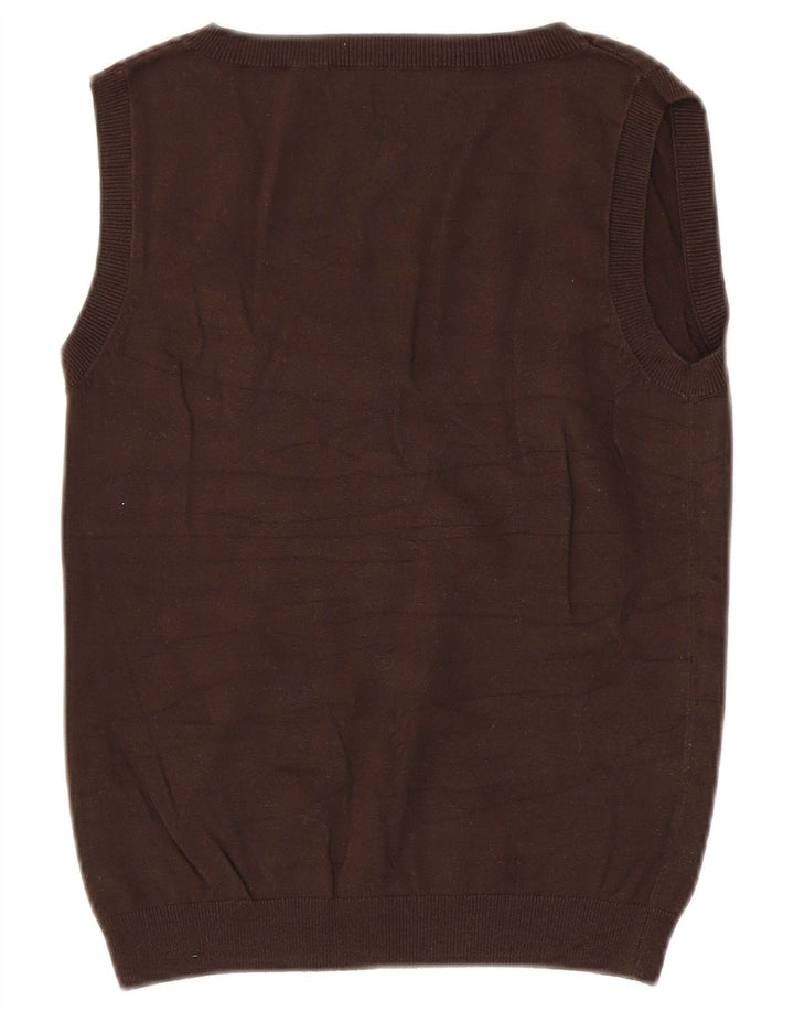 Zara Dame Vest Tank Top UK 12 Medium Brun Bomuld